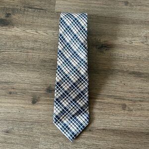 Tommy Hilfiger| Blue and Tan Plaid Silk Tie